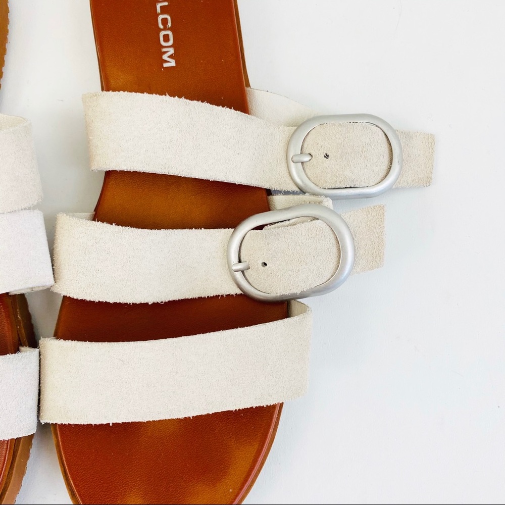 Volcom Buckle Up Buttercup White Leather Sandals - Picture 3 of 4